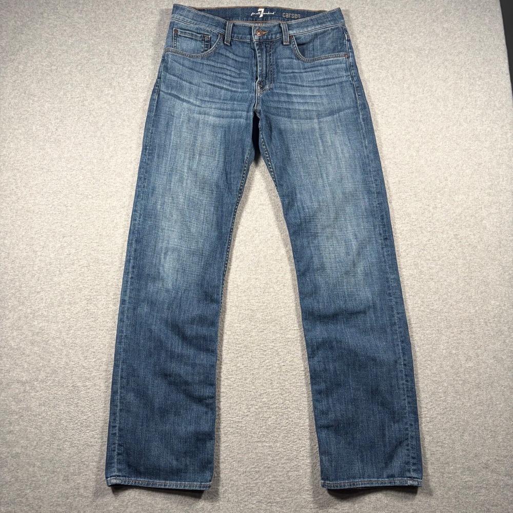 7 For All Mankind Carsen Jeans Mens 30 (Fits 31x32) Blue Straight Leg Denim